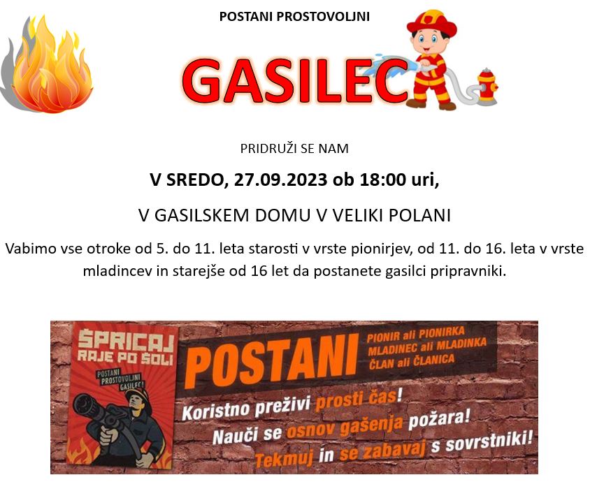 Vabilo - postani prostovoljni gasilec